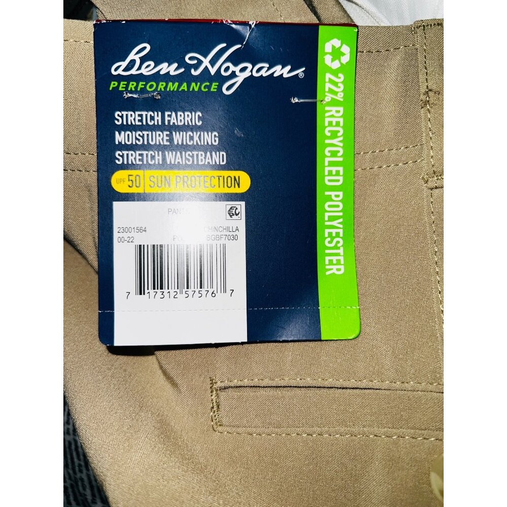 Ben Hogan Performance Mens Pants Tan Golf Active 34x30 Flat Front - Picture 3 of 8